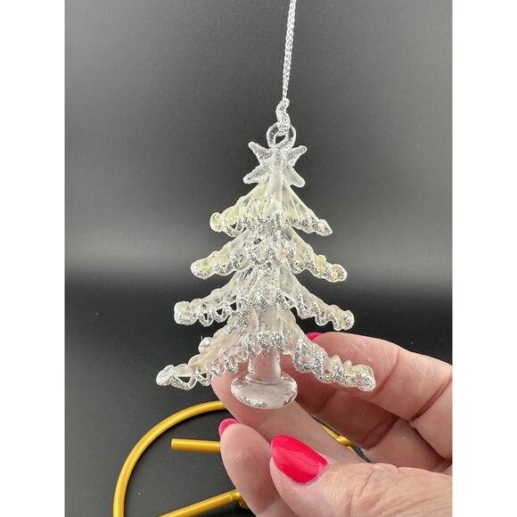 Vintage Hand Spun Glass Christmas Tree Ornament 3" Silver Accents Frosted NIB - Picture 6 of 9